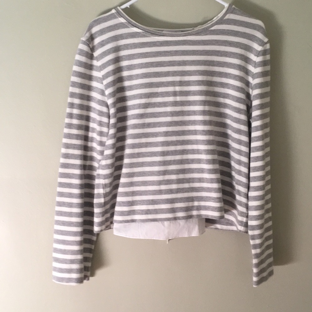 KINLY Medium Gray/White LaceUp Back Top